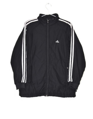 Adidas retro white stripes black winter jacket - M