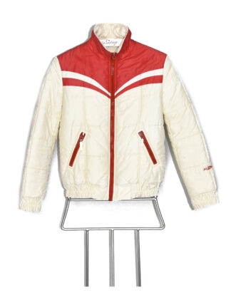 Retro cream and red winter jacket