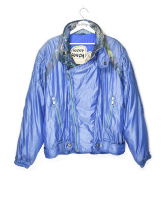Bright blue retro design winter jacket - T50