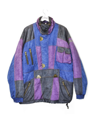 Retro design colorful purple and blue winter jacket - T52