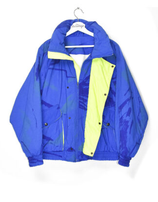 Blue and bright green winter jacket