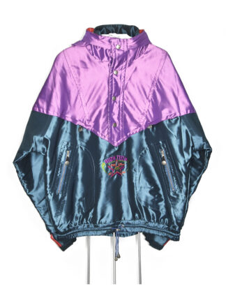 Retro pink and green metallic colors winter jacket - XXL