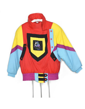 Retro colorful shapes red yellow and blue winter jacket - T42