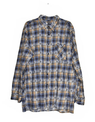 Cream and blue checkered flannel shirt