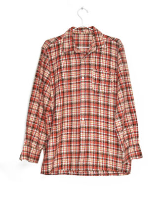 Orange and black checkered flannel shirt