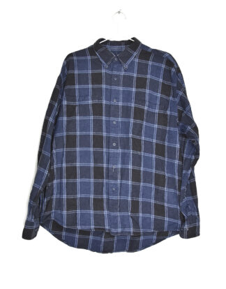 Retro blue and white checkered flannel shirt - L