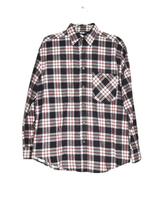 Black red and white checkered flannel shirt