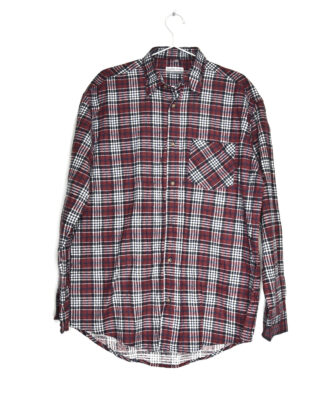 Red and red checkered flannel shirt - L