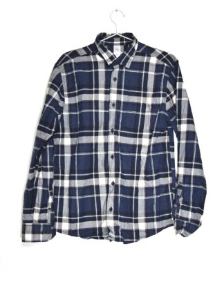 Blue and white checkered flannel shirt - M