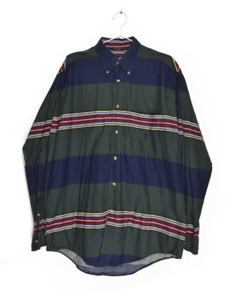 No Brand green and blue horizontal lines shirt - M