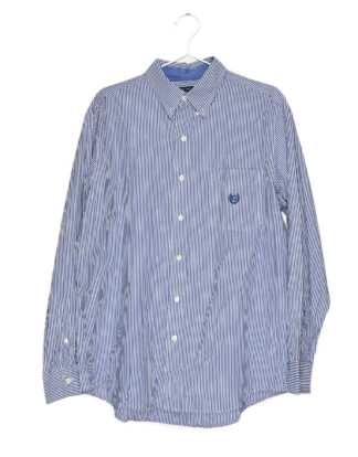 Chaps vertical blue and white lines shirt - M