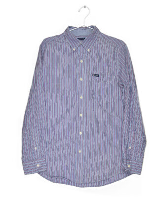 70's blouse vertical blue and red lines