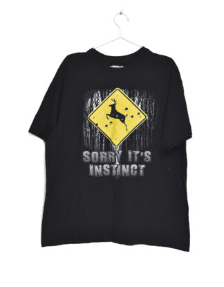 Sorry It's Instinct deer desing print black t-shirt - XL