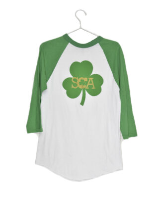Celtic clover green and white vintage t-shirt - S