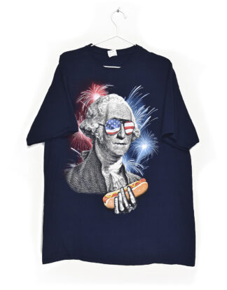 Washington 4 july hotdog print navy blue t-shirt - XL