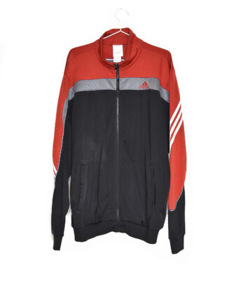 Adidas black and red retro sport jacket - L