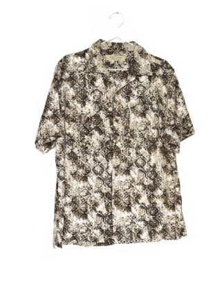 Hawaii print brown shirt - L