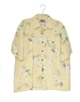 Hawaii flowers light yellow shirt - L