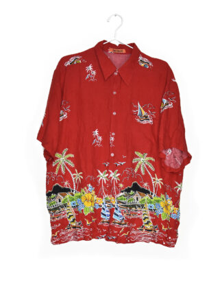 Hawaii beach print red shirt