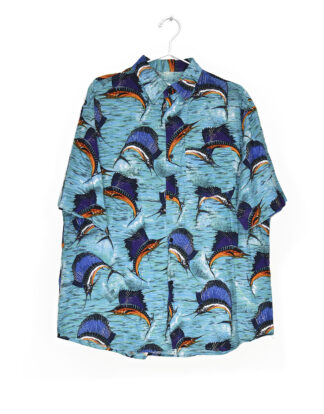 Hawaii blue swordfish print shirt