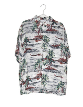 Hawaii beach print grey shirt - XL