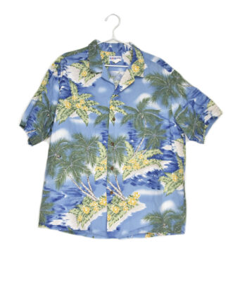 Hawaii beach palms blue shirt - XL