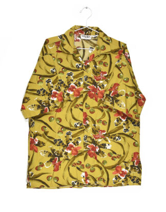 Hawaii red flowers dark yellow shirt - 41