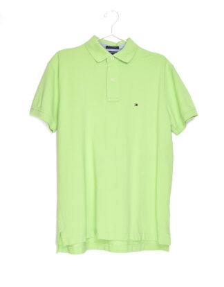 Tommy Hilfiger bright green polo t-shirt - M