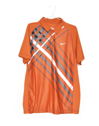Nike orange diagonal stripes polo t-shirt - L