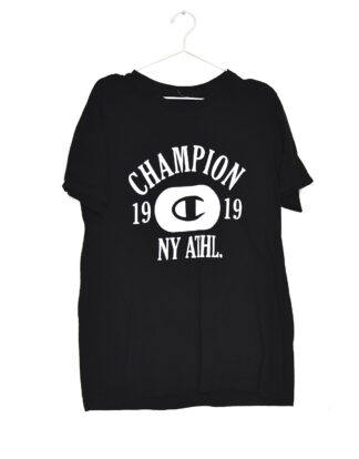 Champion white vintage logo black t-shirt