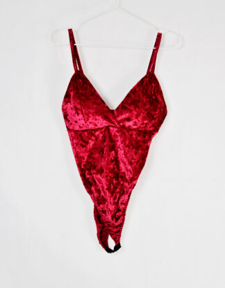 Red satin body suit - S