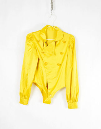 Yellow long sleeves body suit with buttons - M