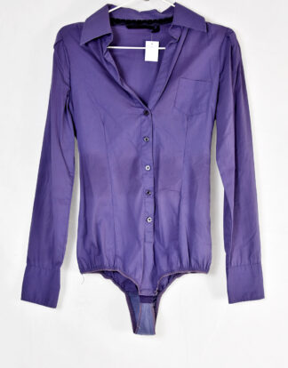 Silvian Heach violet shirt style body suit - M