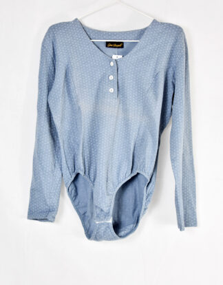 Gina Locardo light blue with small white dots mini print body suit - L