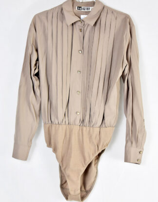 Light almond elegant shirt style body suit - 36/38