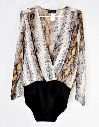 Zara snake print v neck body suit - L