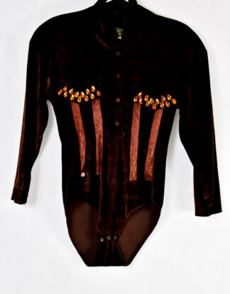 Dark brown satin body suit - S