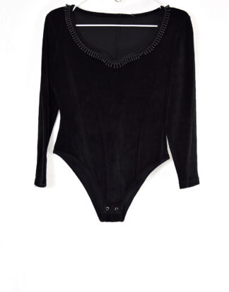 Black wide neck long sleeves body suit - M