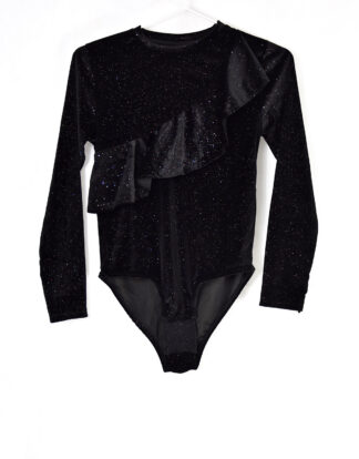Zara black sparkle glitter long sleeves body suit - S