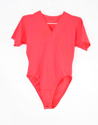 Salmon red short sleeves body suit - L