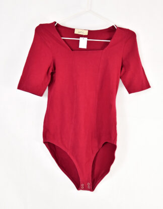 Red satin body suit - S