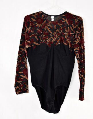 Pompa Dour vintage design black long sleeves body suit - L