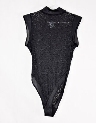 Primizia net fabric black body suit - L