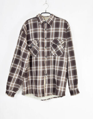 Padded flannel jacket checkered grey and cream - L