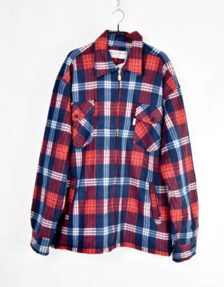 Padded flannel jacket checkered blue red and white - 2XL