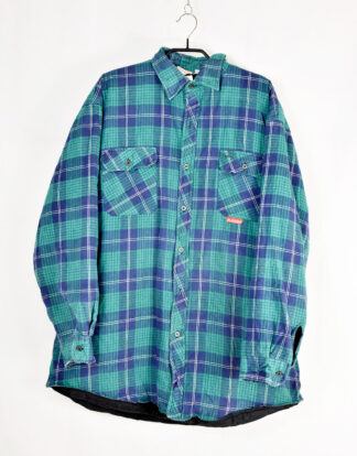 Padded flannel jacket checkered green and blue - XL