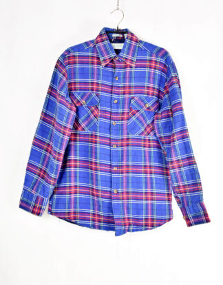 Padded flannel jacket checkered bright blue and red - M