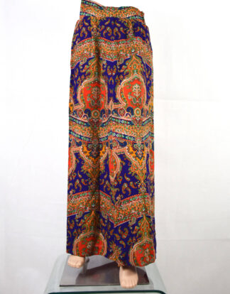 Vintage oriental print blue and red ladies skirt