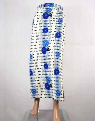 White background with blue flowers ladies skirt