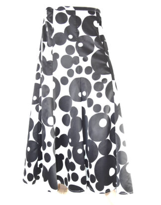 White background with black circles print ladies skirt